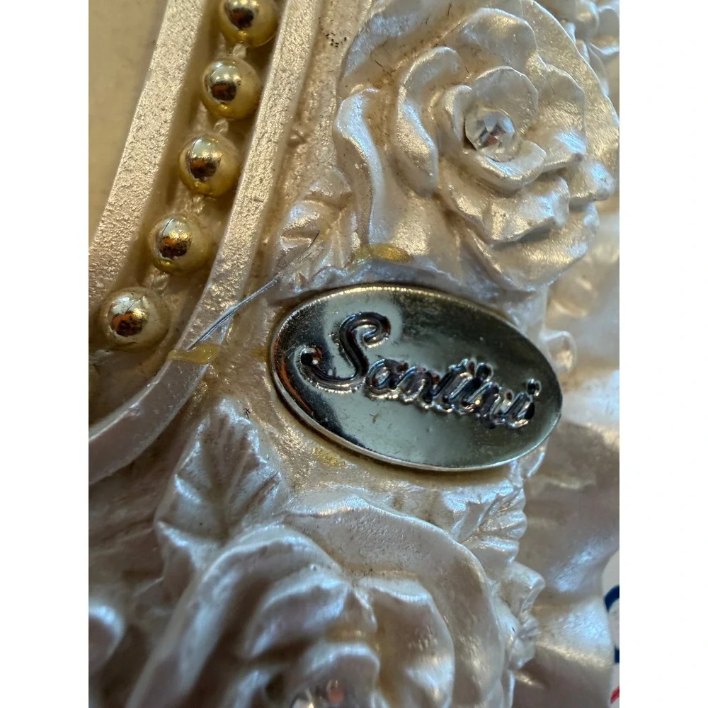 Santini Picture Frame Roses Floral Rhinestone Beaded wedding Ornate Photo Holder